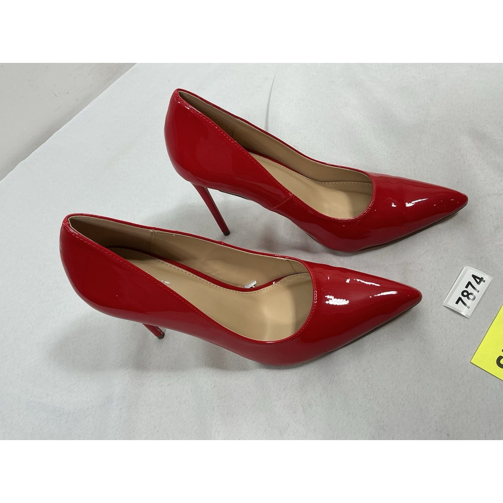 Womans Excellent Carcuume Slip On Stiletto Pumps Size 10 Red Pointed Toe